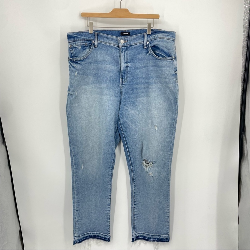 Express Straight Ankle High Rise Jeans Sz 16L long distressed